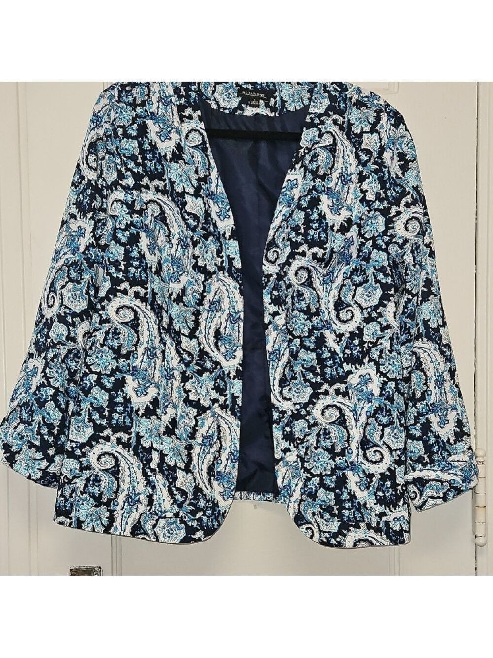 Notations Vintage Blue Paisley Blazer  Size Large